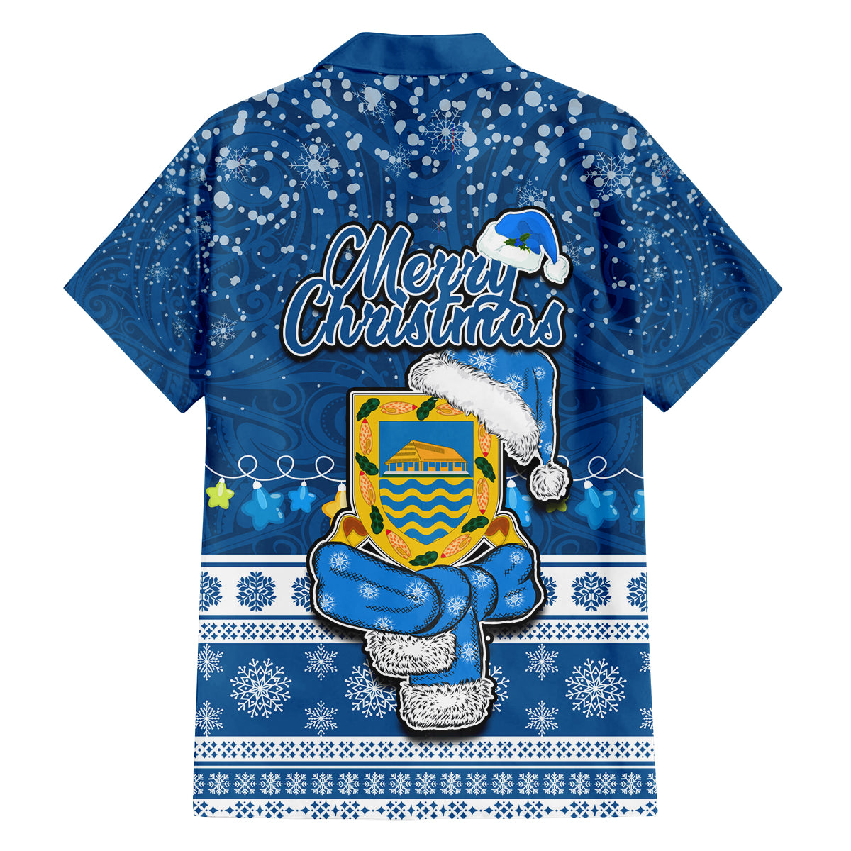 Tuvalu Christmas Family Matching Puletasi Dress and Hawaiian Shirt Snowman Hugs Tuvalu Coat of Arms Maori Pattern Blue Style LT03 - Polynesian Pride