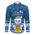 Tuvalu Christmas Family Matching Puletasi Dress and Hawaiian Shirt Snowman Hugs Tuvalu Coat of Arms Maori Pattern Blue Style LT03 Dad's Shirt - Long Sleeve Blue - Polynesian Pride