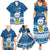 Tuvalu Christmas Family Matching Summer Maxi Dress and Hawaiian Shirt Snowman Hugs Tuvalu Coat of Arms Maori Pattern Blue Style LT03 - Polynesian Pride