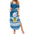 Tuvalu Christmas Family Matching Summer Maxi Dress and Hawaiian Shirt Snowman Hugs Tuvalu Coat of Arms Maori Pattern Blue Style LT03 Mom's Dress Blue - Polynesian Pride