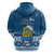 Tuvalu Christmas Hoodie Snowman Hugs Tuvalu Coat of Arms Maori Pattern Blue Style LT03 - Polynesian Pride