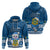 Tuvalu Christmas Hoodie Snowman Hugs Tuvalu Coat of Arms Maori Pattern Blue Style LT03 - Polynesian Pride