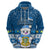 Tuvalu Christmas Hoodie Snowman Hugs Tuvalu Coat of Arms Maori Pattern Blue Style LT03 - Polynesian Pride