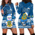 Tuvalu Christmas Hoodie Dress Snowman Hugs Tuvalu Coat of Arms Maori Pattern Blue Style LT03 - Polynesian Pride