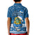 Tuvalu Christmas Kid Polo Shirt Snowman Hugs Tuvalu Coat of Arms Maori Pattern Blue Style LT03 - Polynesian Pride