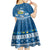 Tuvalu Christmas Kid Short Sleeve Dress Snowman Hugs Tuvalu Coat of Arms Maori Pattern Blue Style LT03 - Polynesian Pride