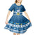 Tuvalu Christmas Kid Short Sleeve Dress Snowman Hugs Tuvalu Coat of Arms Maori Pattern Blue Style LT03 - Polynesian Pride