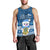 Tuvalu Christmas Men Tank Top Snowman Hugs Tuvalu Coat of Arms Maori Pattern Blue Style LT03 - Polynesian Pride