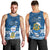 Tuvalu Christmas Men Tank Top Snowman Hugs Tuvalu Coat of Arms Maori Pattern Blue Style LT03 - Polynesian Pride