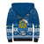 Tuvalu Christmas Sherpa Hoodie Snowman Hugs Tuvalu Coat of Arms Maori Pattern Blue Style LT03 - Polynesian Pride