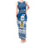 Tuvalu Christmas Tank Maxi Dress Snowman Hugs Tuvalu Coat of Arms Maori Pattern Blue Style LT03 Women Blue - Polynesian Pride