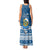 Tuvalu Christmas Tank Maxi Dress Snowman Hugs Tuvalu Coat of Arms Maori Pattern Blue Style LT03 - Polynesian Pride