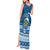 Tuvalu Christmas Tank Maxi Dress Snowman Hugs Tuvalu Coat of Arms Maori Pattern Blue Style LT03 - Polynesian Pride