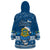 Tuvalu Christmas Wearable Blanket Hoodie Snowman Hugs Tuvalu Coat of Arms Maori Pattern Blue Style LT03 - Polynesian Pride