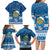 Personalised Tuvalu Christmas Family Matching Long Sleeve Bodycon Dress and Hawaiian Shirt Snowman Hugs Tuvalu Coat of Arms Maori Pattern Blue Style LT03 - Polynesian Pride