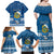 Personalised Tuvalu Christmas Family Matching Off Shoulder Maxi Dress and Hawaiian Shirt Snowman Hugs Tuvalu Coat of Arms Maori Pattern Blue Style LT03 - Polynesian Pride