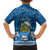 Personalised Tuvalu Christmas Family Matching Puletasi Dress and Hawaiian Shirt Snowman Hugs Tuvalu Coat of Arms Maori Pattern Blue Style LT03 - Polynesian Pride