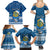 Personalised Tuvalu Christmas Family Matching Summer Maxi Dress and Hawaiian Shirt Snowman Hugs Tuvalu Coat of Arms Maori Pattern Blue Style LT03 - Polynesian Pride