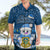 Personalised Tuvalu Christmas Hawaiian Shirt Snowman Hugs Tuvalu Coat of Arms Maori Pattern Blue Style LT03 - Polynesian Pride