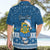 Personalised Tuvalu Christmas Hawaiian Shirt Snowman Hugs Tuvalu Coat of Arms Maori Pattern Blue Style LT03 - Polynesian Pride