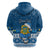 Personalised Tuvalu Christmas Hoodie Snowman Hugs Tuvalu Coat of Arms Maori Pattern Blue Style LT03 - Polynesian Pride