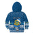 Personalised Tuvalu Christmas Kid Hoodie Snowman Hugs Tuvalu Coat of Arms Maori Pattern Blue Style LT03 - Polynesian Pride