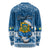 Personalised Tuvalu Christmas Long Sleeve Shirt Snowman Hugs Tuvalu Coat of Arms Maori Pattern Blue Style LT03 - Polynesian Pride