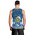 Personalised Tuvalu Christmas Men Tank Top Snowman Hugs Tuvalu Coat of Arms Maori Pattern Blue Style LT03 - Polynesian Pride