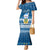 Personalised Tuvalu Christmas Mermaid Dress Snowman Hugs Tuvalu Coat of Arms Maori Pattern Blue Style LT03 Women Blue - Polynesian Pride