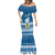 Personalised Tuvalu Christmas Mermaid Dress Snowman Hugs Tuvalu Coat of Arms Maori Pattern Blue Style LT03 - Polynesian Pride