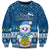 Personalised Tuvalu Christmas Sweatshirt Snowman Hugs Tuvalu Coat of Arms Maori Pattern Blue Style LT03 Unisex Blue - Polynesian Pride