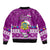 Tuvalu Christmas Bomber Jacket Snowman Hugs Tuvalu Coat of Arms Maori Pattern Pink Style LT03 - Polynesian Pride