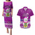 Tuvalu Christmas Couples Matching Puletasi Dress and Hawaiian Shirt Snowman Hugs Tuvalu Coat of Arms Maori Pattern Pink Style LT03 Pink - Polynesian Pride