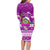 Tuvalu Christmas Family Matching Long Sleeve Bodycon Dress and Hawaiian Shirt Snowman Hugs Tuvalu Coat of Arms Maori Pattern Pink Style LT03 - Polynesian Pride