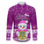 Tuvalu Christmas Family Matching Puletasi Dress and Hawaiian Shirt Snowman Hugs Tuvalu Coat of Arms Maori Pattern Pink Style LT03 Dad's Shirt - Long Sleeve Pink - Polynesian Pride