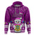 Tuvalu Christmas Hoodie Snowman Hugs Tuvalu Coat of Arms Maori Pattern Pink Style LT03 Pink - Polynesian Pride