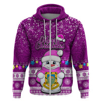 Tuvalu Christmas Hoodie Snowman Hugs Tuvalu Coat of Arms Maori Pattern Pink Style LT03 - Polynesian Pride