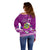 Tuvalu Christmas Off Shoulder Sweater Snowman Hugs Tuvalu Coat of Arms Maori Pattern Pink Style LT03 - Polynesian Pride