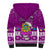 Tuvalu Christmas Sherpa Hoodie Snowman Hugs Tuvalu Coat of Arms Maori Pattern Pink Style LT03 - Polynesian Pride