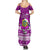 Tuvalu Christmas Summer Maxi Dress Snowman Hugs Tuvalu Coat of Arms Maori Pattern Pink Style LT03 - Polynesian Pride