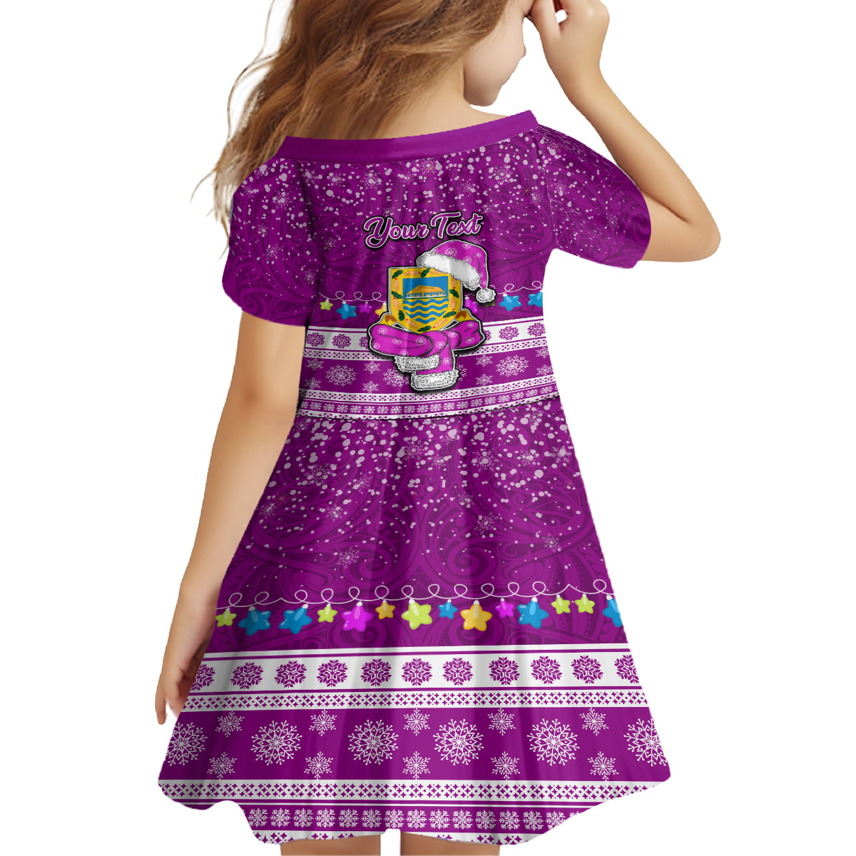 Personalised Tuvalu Christmas Family Matching Puletasi Dress and Hawaiian Shirt Snowman Hugs Tuvalu Coat of Arms Maori Pattern Pink Style LT03 - Polynesian Pride