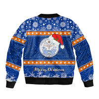 Marshall Islands Christmas Bomber Jacket Santa Claus and Coat of Arms Mix Polynesian Xmas Style LT03 - Polynesian Pride