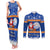 Marshall Islands Christmas Couples Matching Tank Maxi Dress and Long Sleeve Button Shirt Santa Claus and Coat of Arms Mix Polynesian Xmas Style LT03 Blue - Polynesian Pride