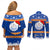 Personalised Marshall Islands Christmas Couples Matching Off Shoulder Short Dress and Long Sleeve Button Shirt Santa Claus and Coat of Arms Mix Polynesian Xmas Style LT03 - Polynesian Pride