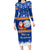 Personalised Marshall Islands Christmas Family Matching Long Sleeve Bodycon Dress and Hawaiian Shirt Santa Claus and Coat of Arms Mix Polynesian Xmas Style LT03 Mom's Dress Blue - Polynesian Pride