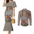 Hawaii Couples Matching Mermaid Dress and Long Sleeve Button Shirt Aloha Volcano Mix Kakau Hawaiian Tribal LT03 Beige - Polynesian Pride