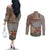 Hawaii Couples Matching Off The Shoulder Long Sleeve Dress and Long Sleeve Button Shirt Aloha Volcano Mix Kakau Hawaiian Tribal LT03 - Polynesian Pride