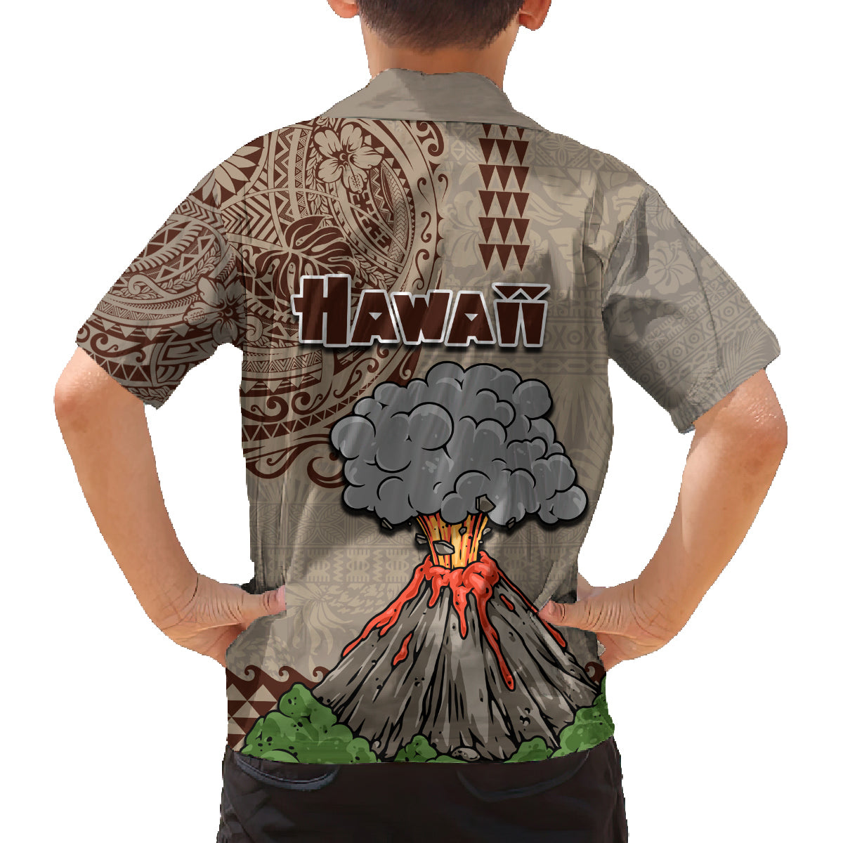 Hawaii Family Matching Long Sleeve Bodycon Dress and Hawaiian Shirt Aloha Volcano Mix Kakau Hawaiian Tribal LT03 - Polynesian Pride