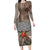 Hawaii Family Matching Long Sleeve Bodycon Dress and Hawaiian Shirt Aloha Volcano Mix Kakau Hawaiian Tribal LT03 Mom's Dress Beige - Polynesian Pride