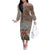 Hawaii Family Matching Off Shoulder Long Sleeve Dress and Hawaiian Shirt Aloha Volcano Mix Kakau Hawaiian Tribal LT03 Mom's Dress Beige - Polynesian Pride